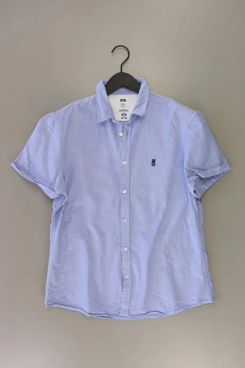 WE Fashion Kurzarmhemd für Herren Gr. L blau aus Baumwolle