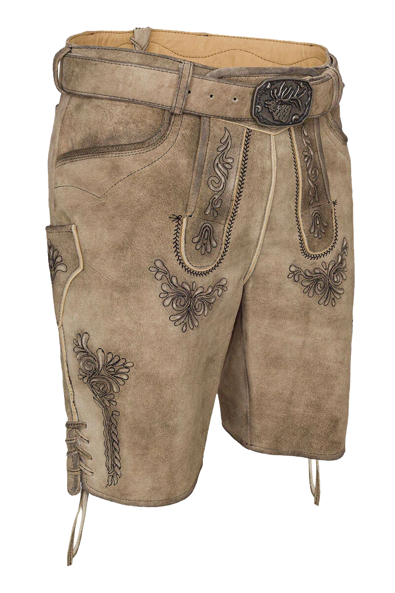 Herren Lederhose kurz mit Gürtel