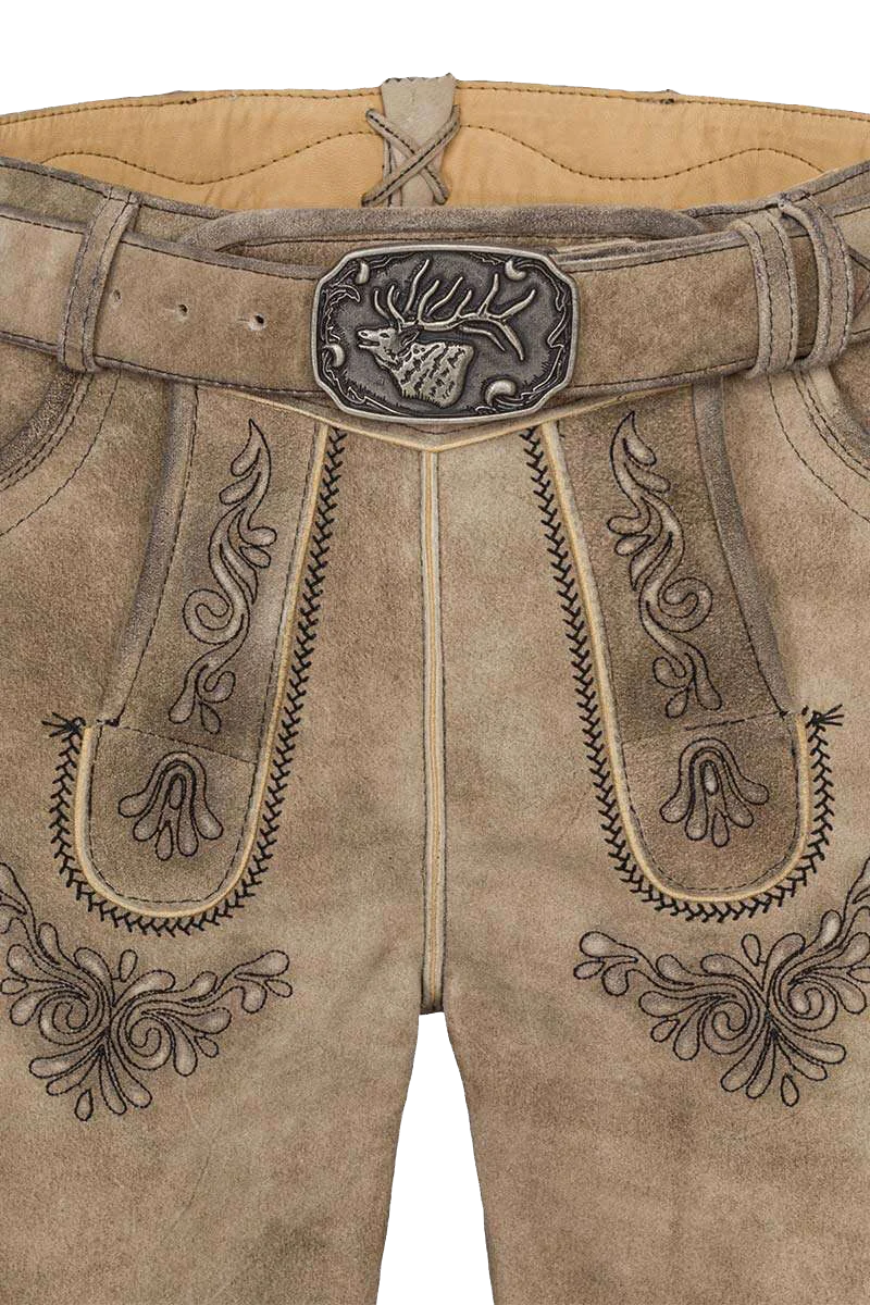 Herren Lederhose kurz mit Gürtel
