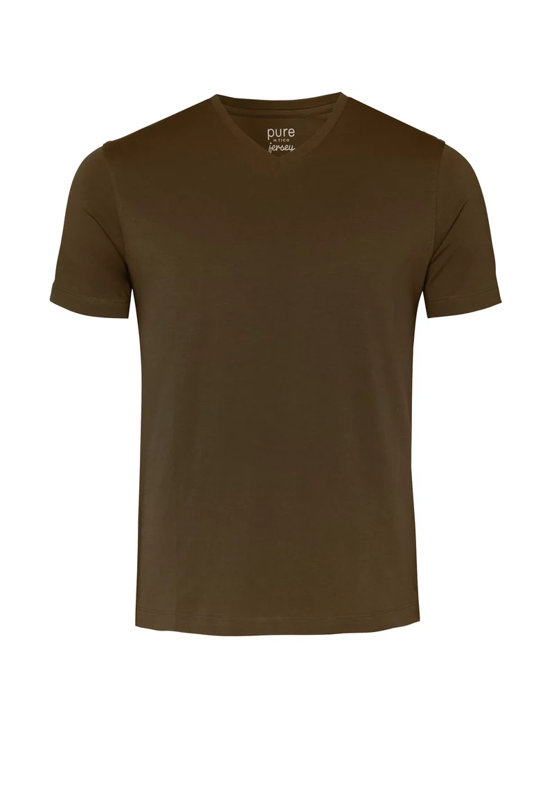 6001-92977 - T-Shirt V-Neck slim fit - braun