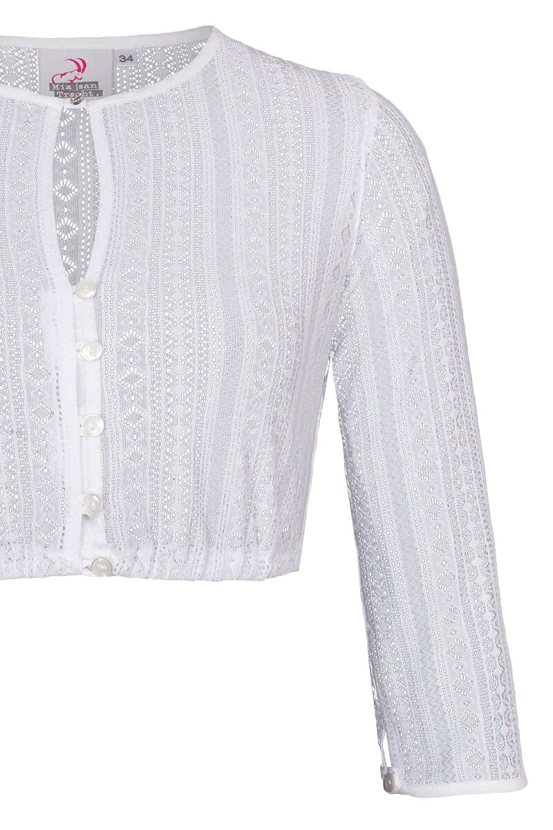 Hochgeschlossene Dirndlbluse mit 3/4-Ärmeln