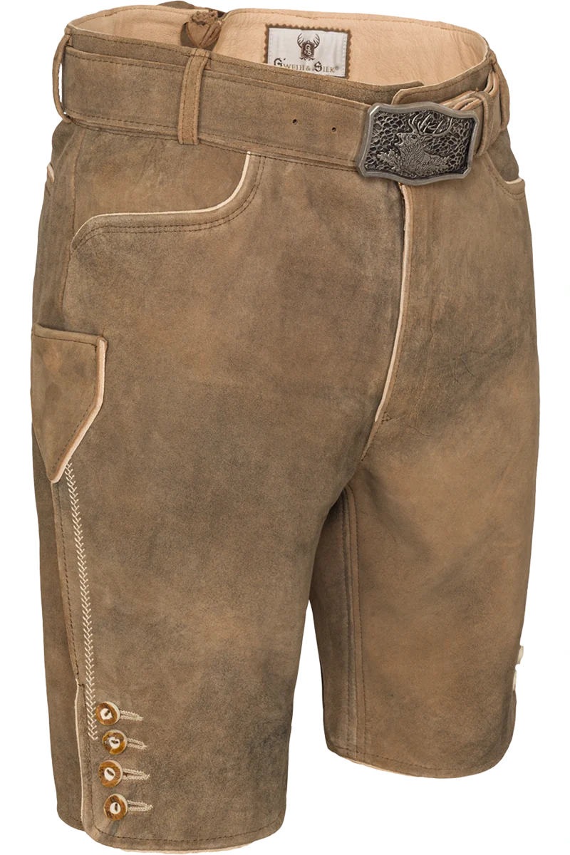 Herren Lederhose kurz mit Gürtel