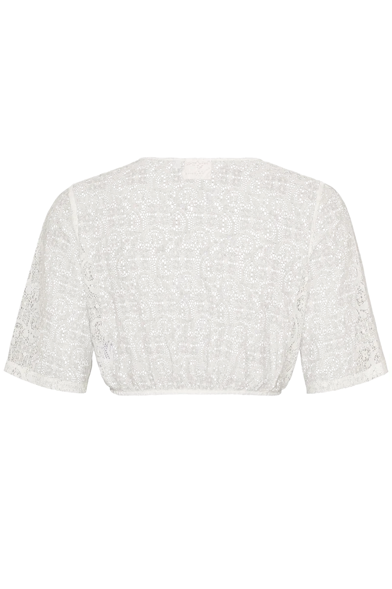 Dirndlbluse Spitze mit V-Ausschnitt und halblangen Ärmeln