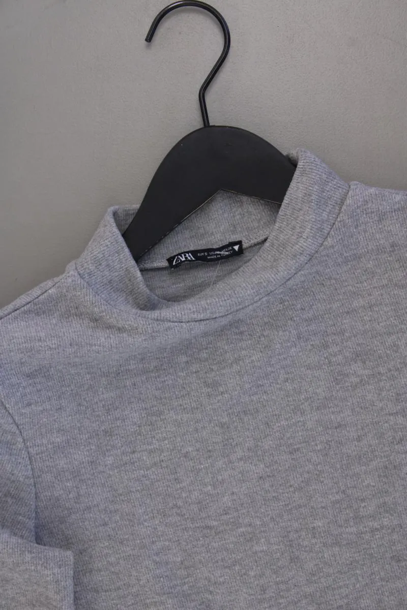 Zara Cropped Shirt Gr. S Kurzarm grau aus Polyester