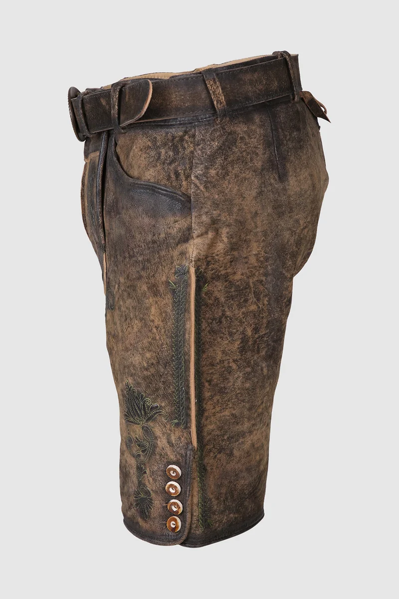 Herren Lederhose - MARKUS% - Trachtenhose - Krüger Buam - mit Gürtel - 906351-000-0076