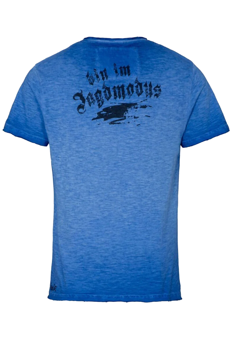 Herren Trachten T-Shirt 'SCHIHAS'N JAGA' blau