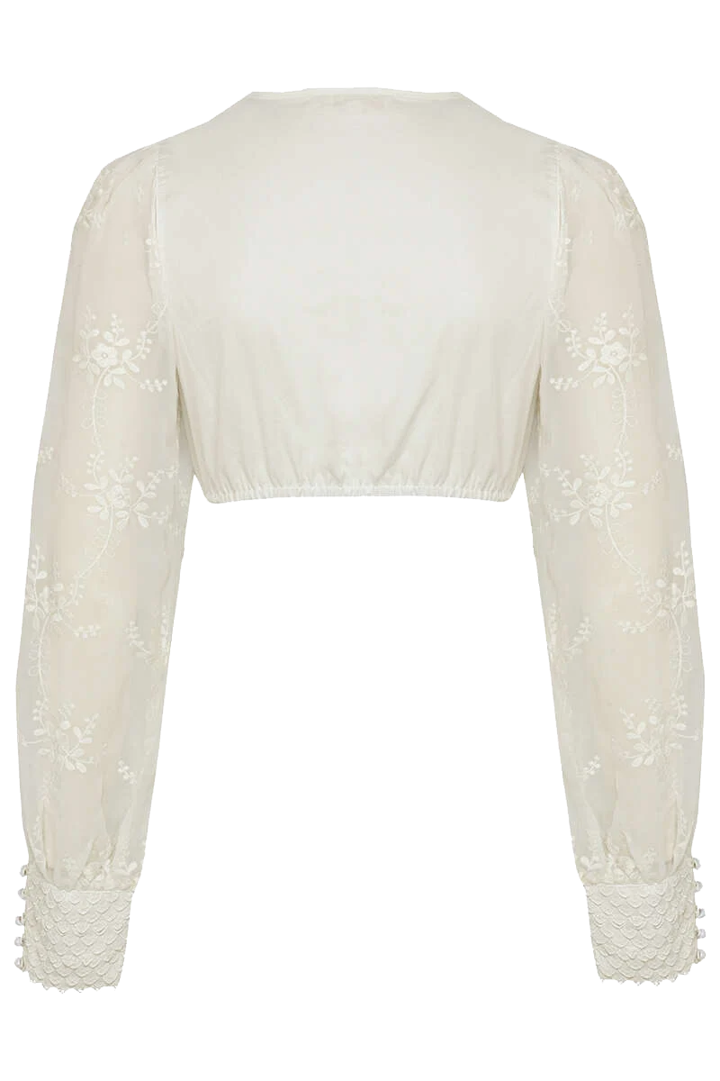 Dirndlbluse mit langen Puffärmeln ecru