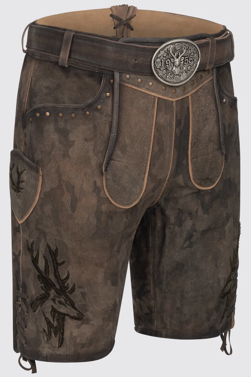 Herren Lederhose MATZE % - Trachtenhose - Krüger Buam - Camouflage - 961764-000-0776