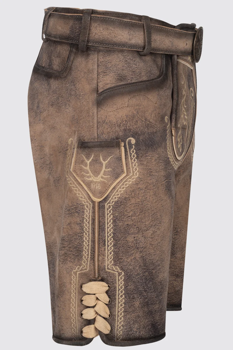 Herren Lederhose MAGNUS - Trachtenhose - Krüger Buam - mit Gürtel - 962065-000-0007