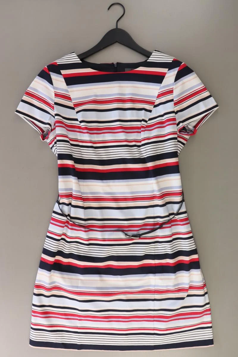 s.Oliver Premium Bleistiftkleid Gr. 44 gestreift mit Gürtel Kurzarm mehrfarbig