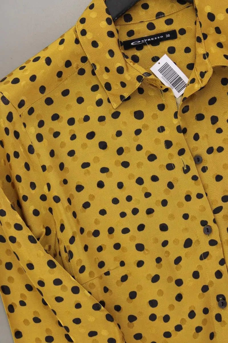 Expresso Langarmkleid Gr. 38 gepunktet neuwertig mit Gürtel gelb aus Viskose