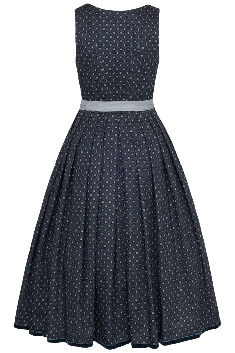 Baumwolldirndl lang blau gemustert