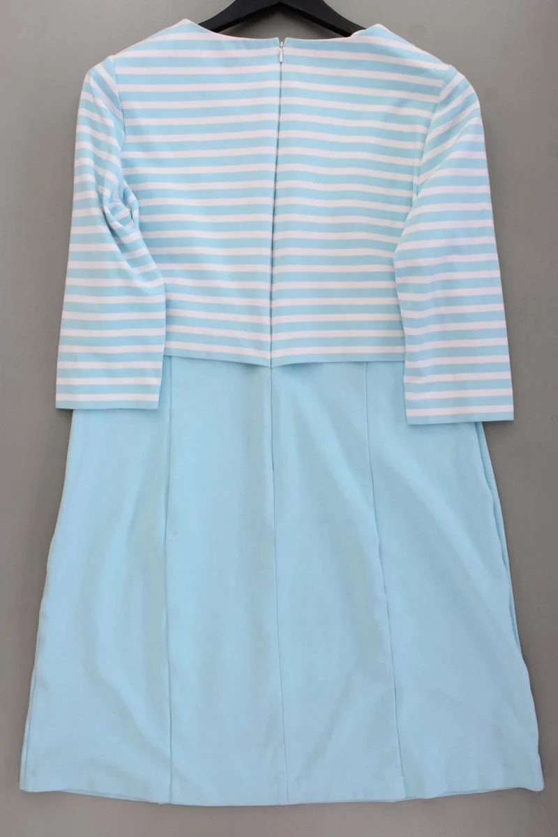 Walbusch Midikleid Gr. 44 gestreift 3/4 Ärmel türkis aus Viskose