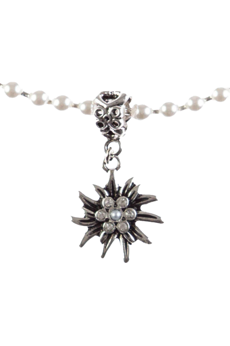 Damen Perlenkette mit Edelweiß-Anhänger