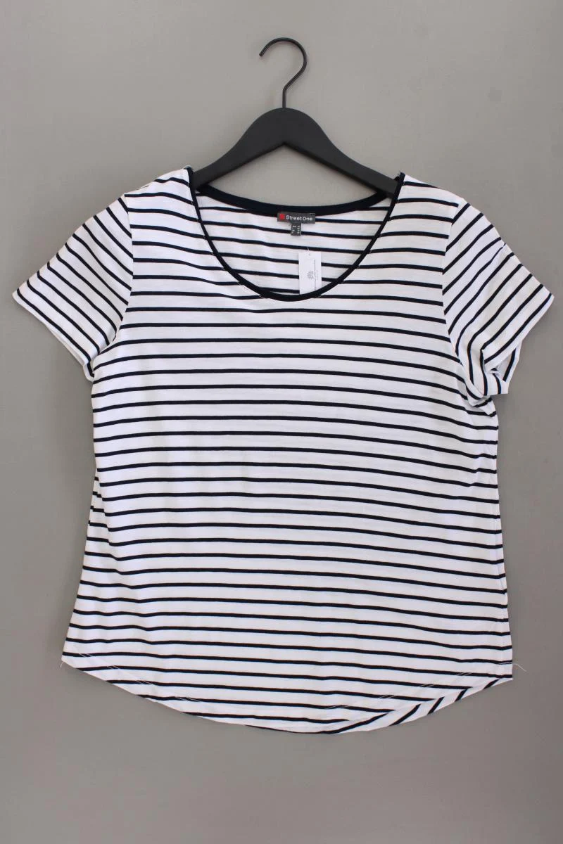 Street One Ringelshirt Gr. 40 gestreift Kurzarm blau aus Baumwolle