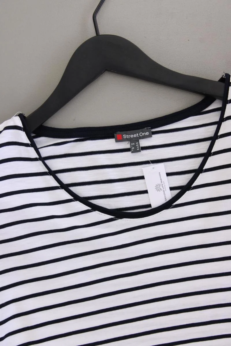 Street One Ringelshirt Gr. 40 gestreift Kurzarm blau aus Baumwolle