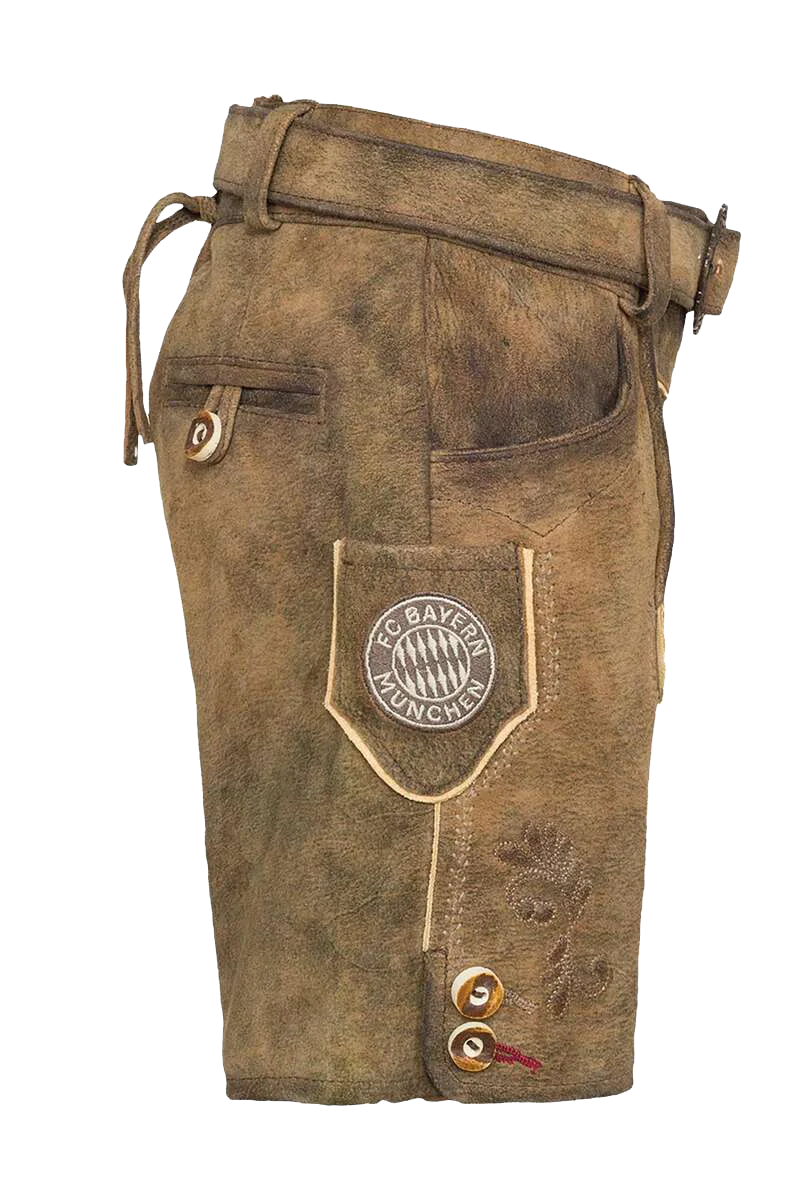 Kinder Trachten FCB-Lederhose kurz mit Gürtel