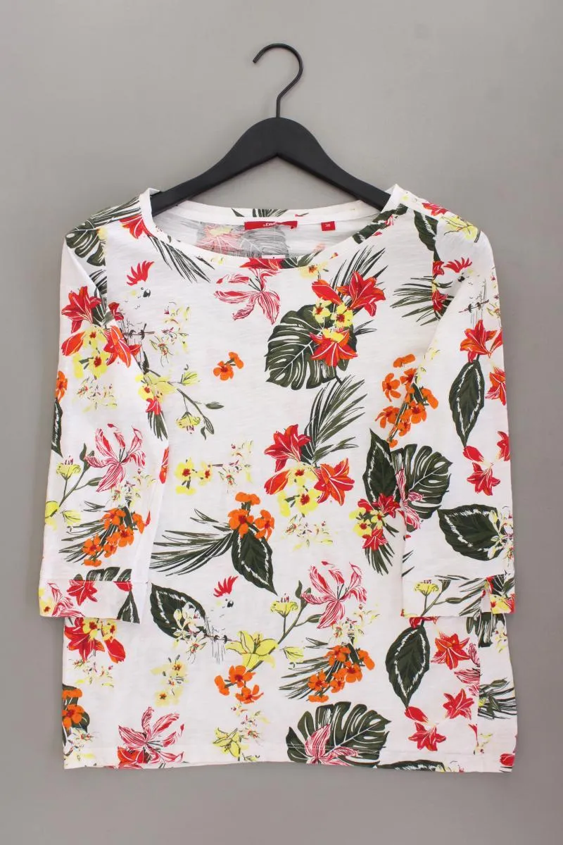 s.Oliver Printshirt Gr. 38 mit Blumenmuster 3/4 Ärmel mehrfarbig aus Baumwolle