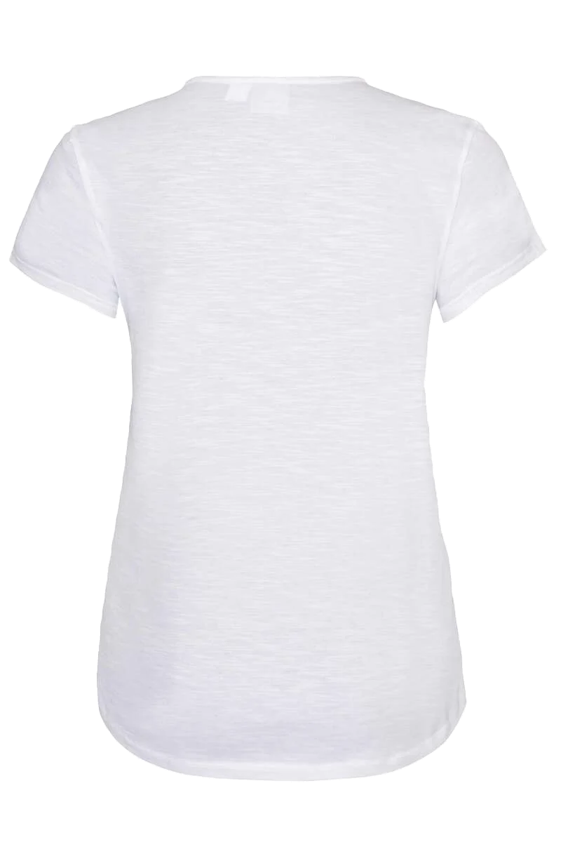 Damen T-Shirt mit floraler Lochmusterung weiß