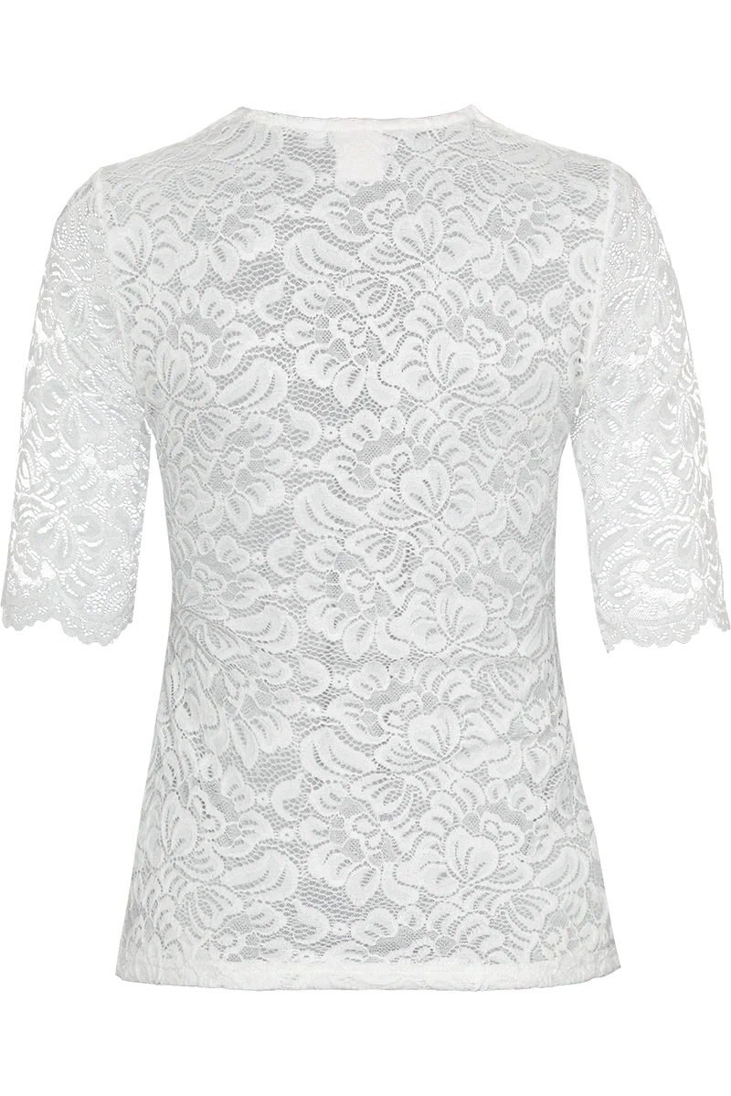 Spitzenshirt mit 3/4-Ärmel - offwhite