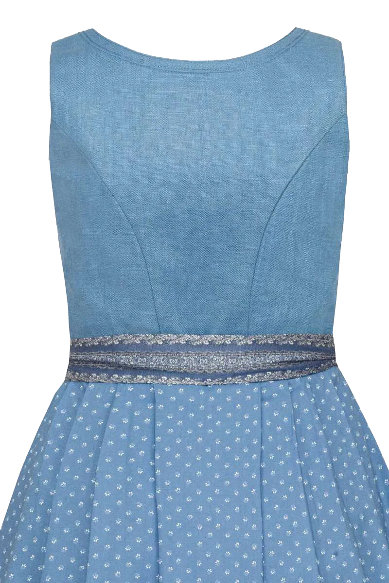 Leinendirndl Midi mit Blumenrankenmuster