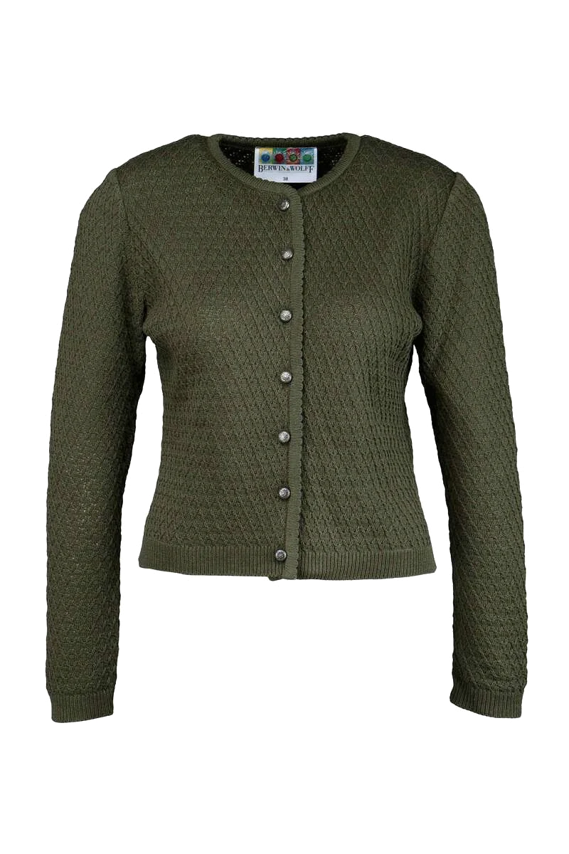 Damen Strickjacke kurz mit Rautenmuster