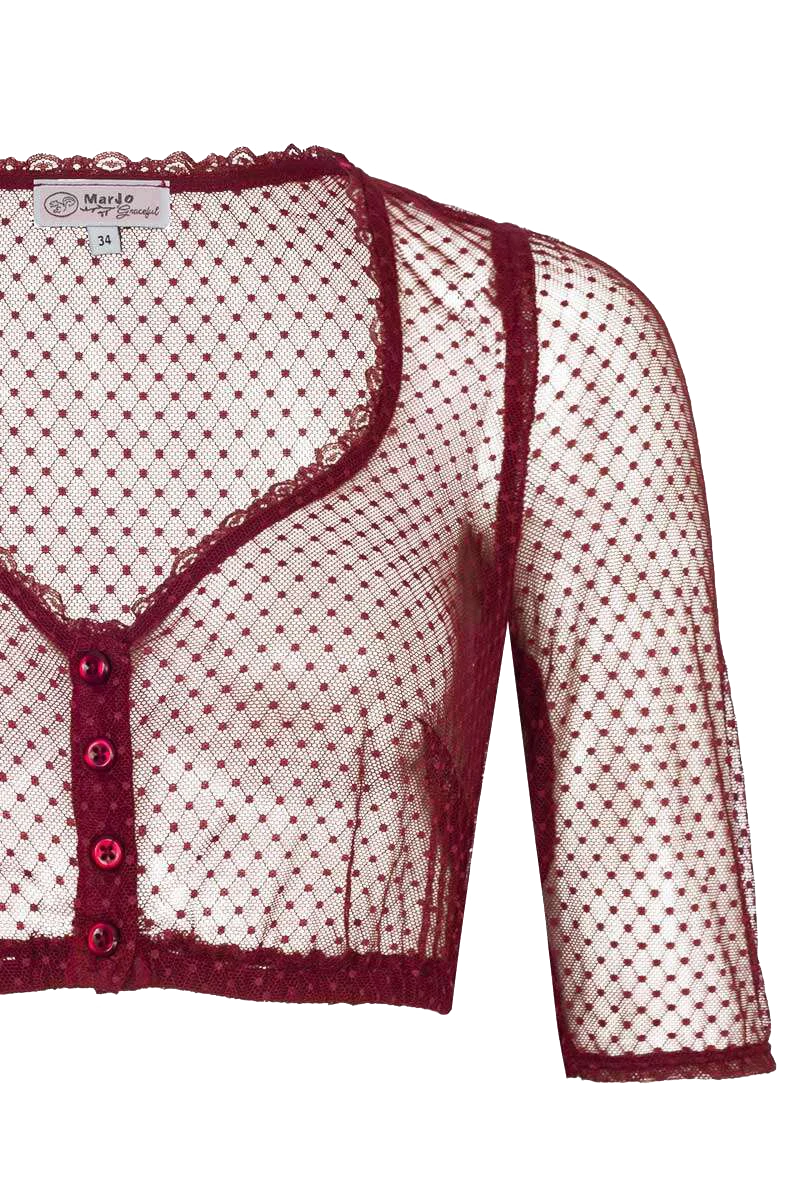 Dirndlbluse mit halblangen Ärmeln - bordeaux