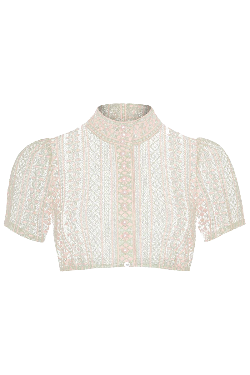 Hochgeschlossene Dirndlbluse mit Spitze