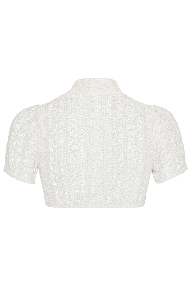 Hochgeschlossene Dirndlbluse mit Spitze
