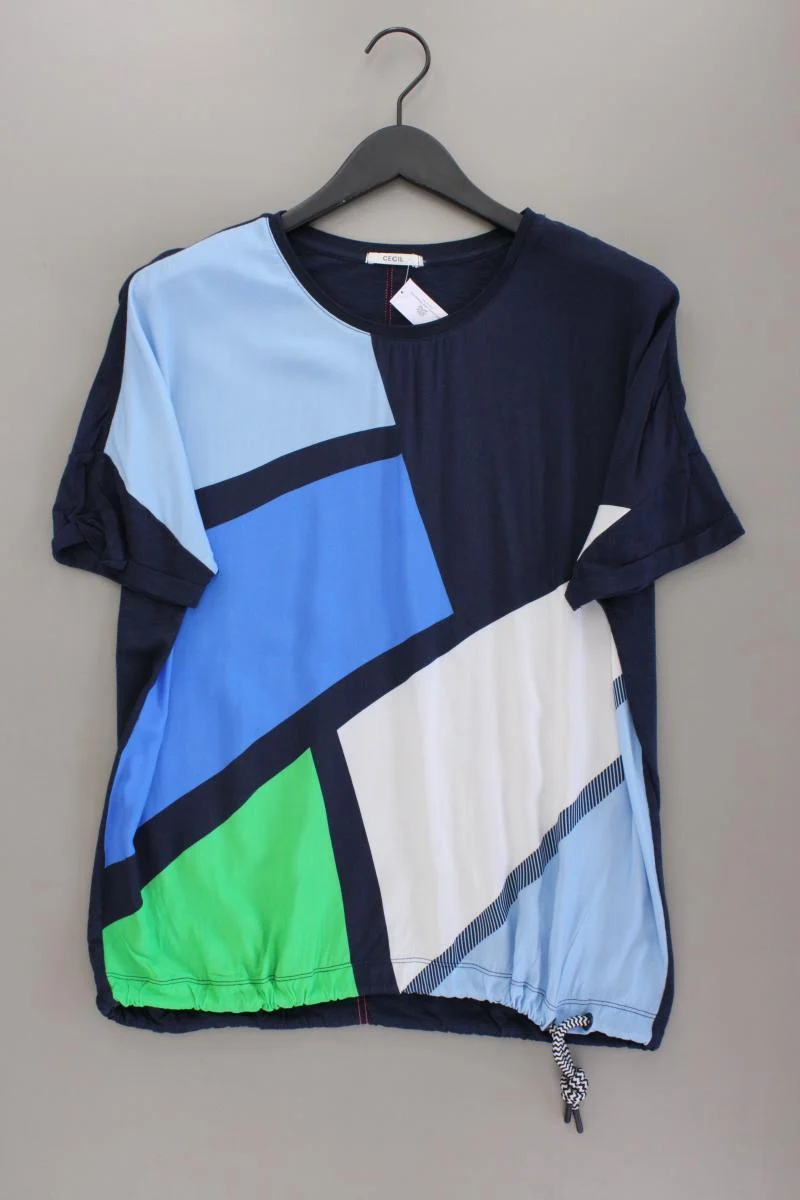 Cecil Printshirt Gr. L geometrisches Muster Kurzarm blau