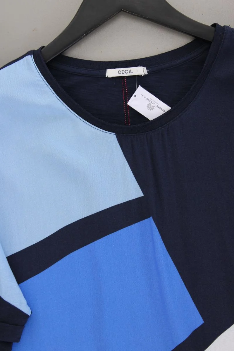 Cecil Printshirt Gr. L geometrisches Muster Kurzarm blau