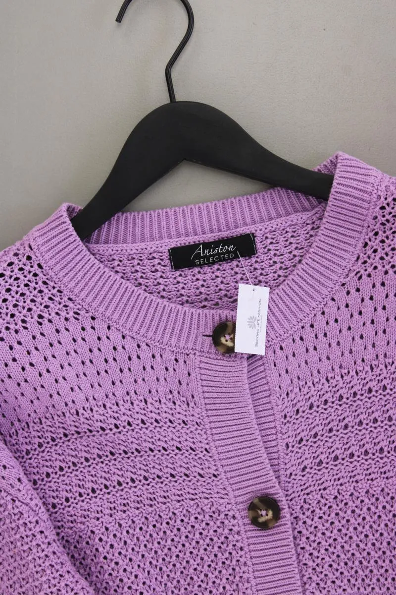 Aniston Strickjacke Gr. 40 neuwertig Langarm lila aus Baumwolle