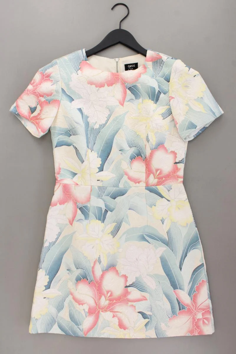 Oasis Kurzarmkleid Gr. 36 mit Blumenmuster neuwertig mehrfarbig aus Baumwolle