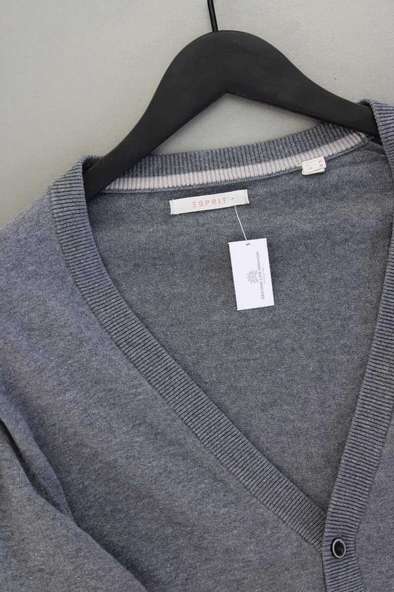 Esprit Strickjacke für Herren Gr. M Langarm grau aus Baumwolle