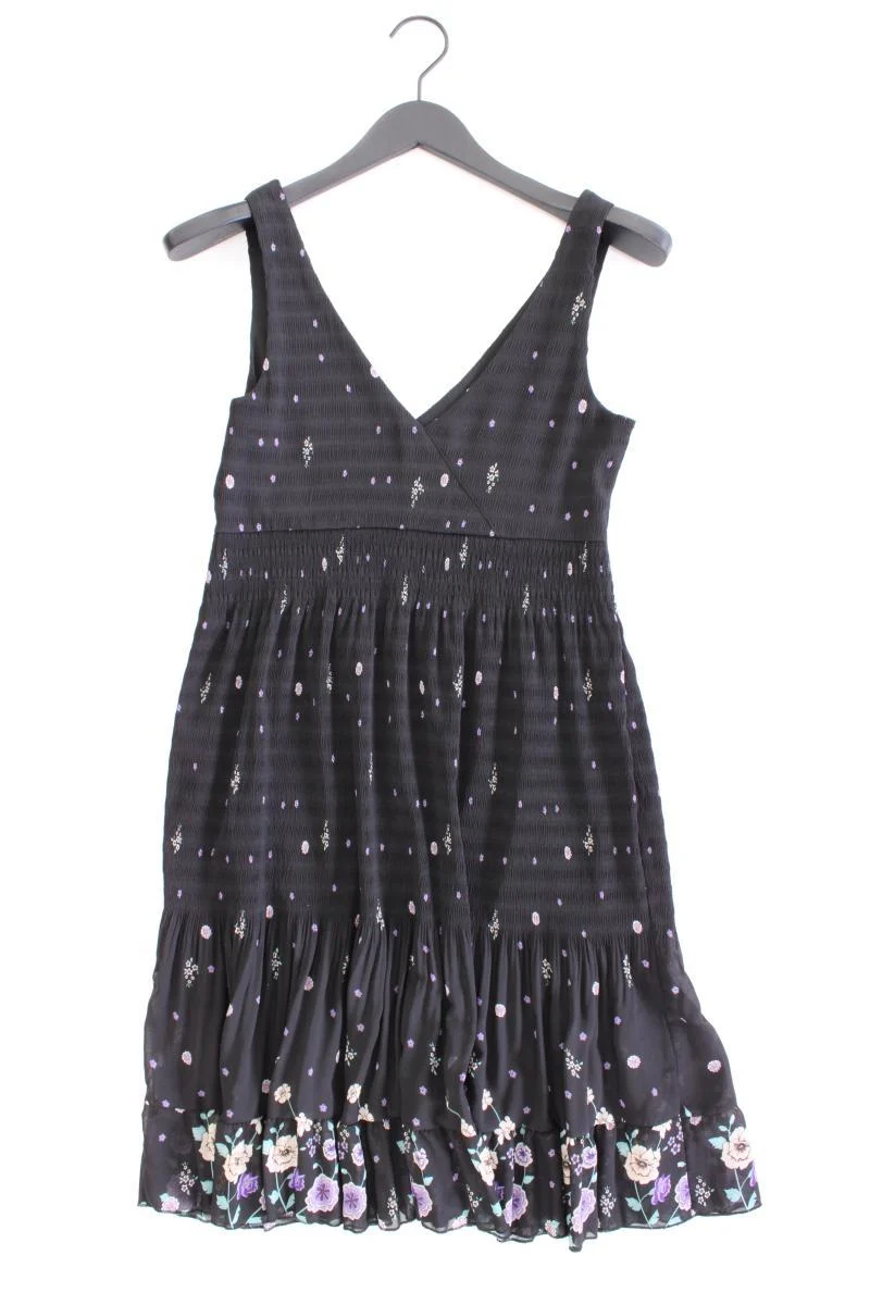 Zara Trägerkleid Gr. S mit Blumenmuster schwarz aus Polyester