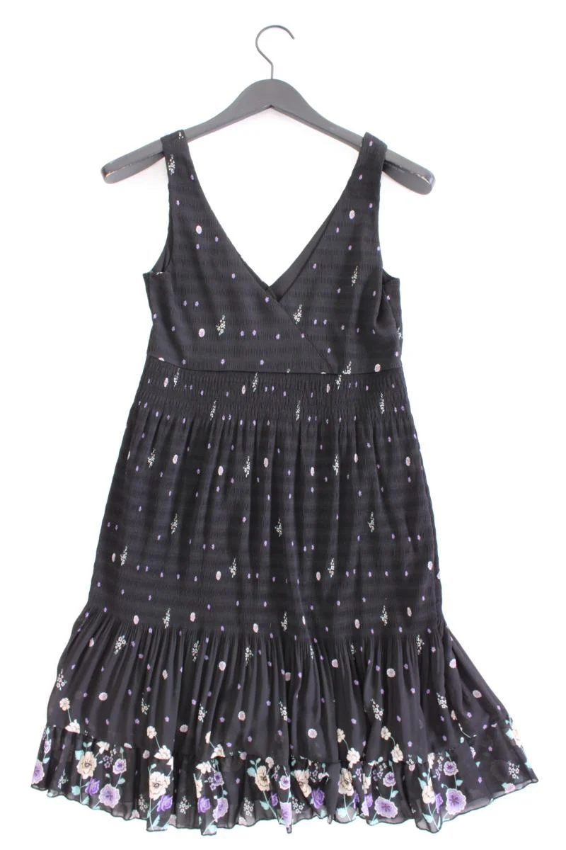 Zara Trägerkleid Gr. S mit Blumenmuster schwarz aus Polyester