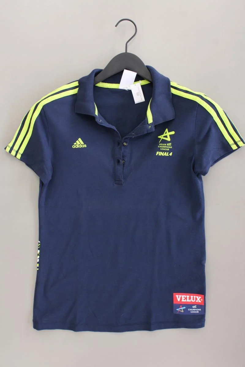 Adidas Poloshirt Gr. 34/36 Kurzarm blau aus Baumwolle