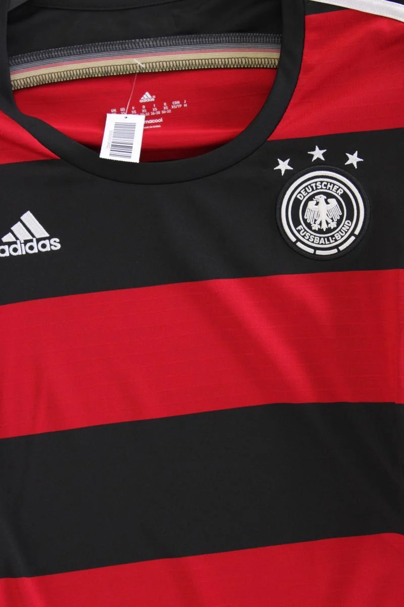 Adidas Sportshirt Gr. 30/32 gestreift Kurzarm rot aus Polyester