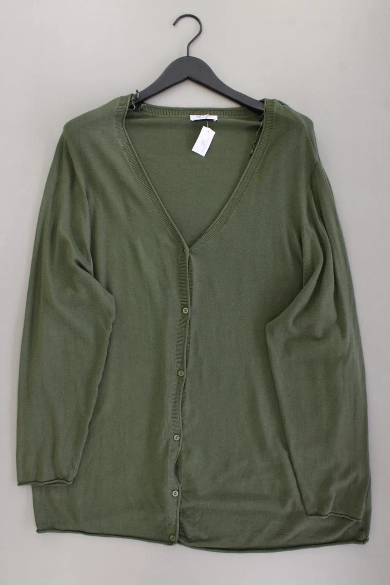 sheego Strickjacke Gr. 52/54 Langarm olivgrün aus Viskose