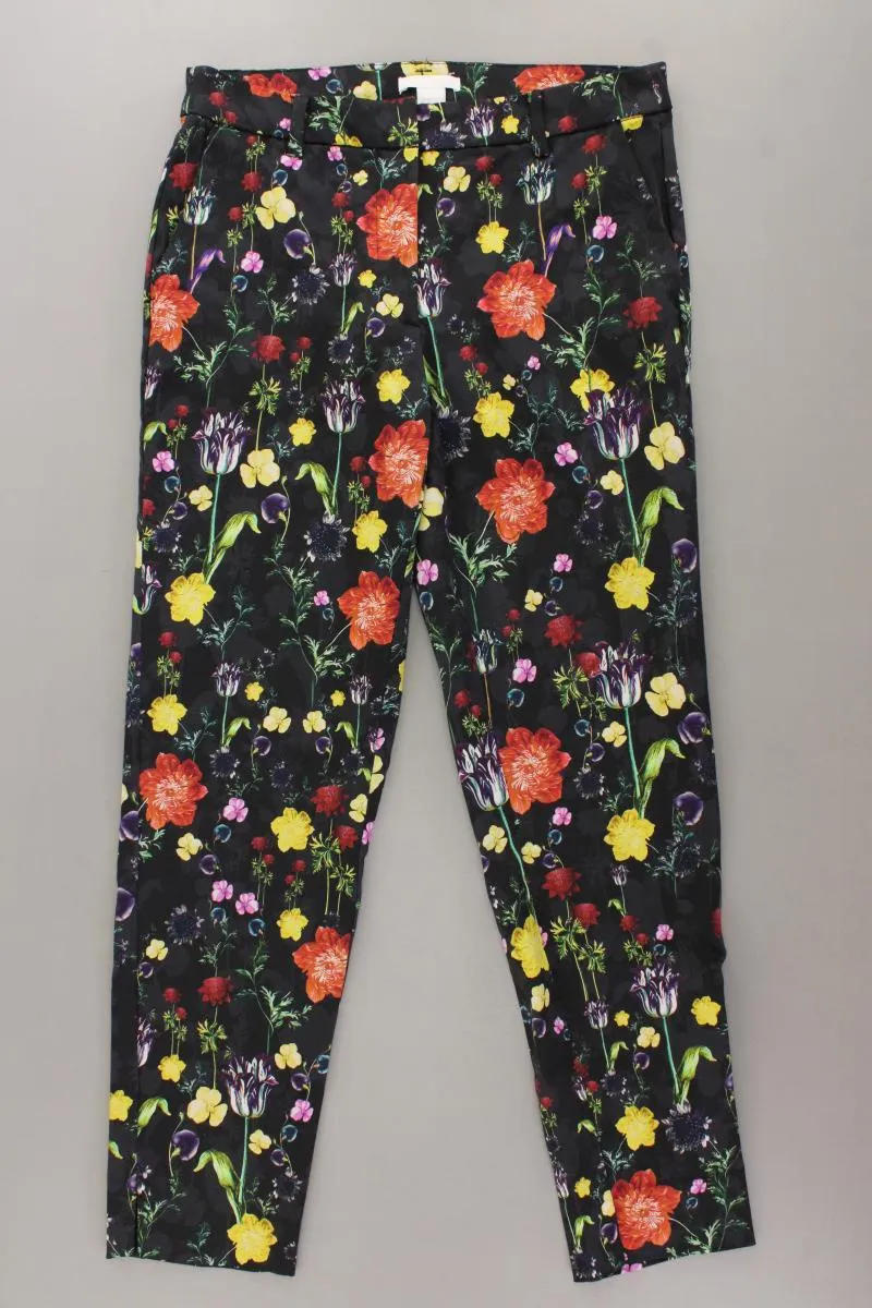 H&M Stoffhose Gr. 38 mit Blumenmuster schwarz aus Baumwolle