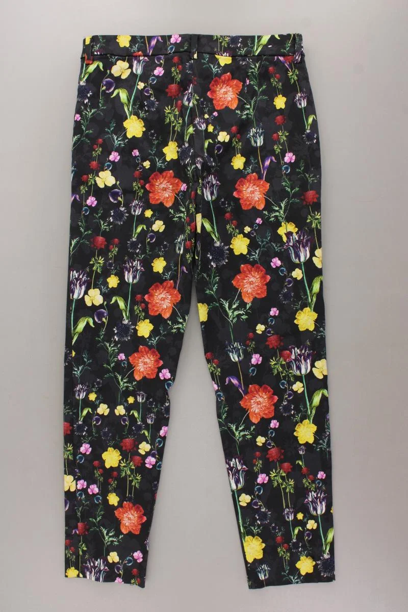 H&M Stoffhose Gr. 38 mit Blumenmuster schwarz aus Baumwolle