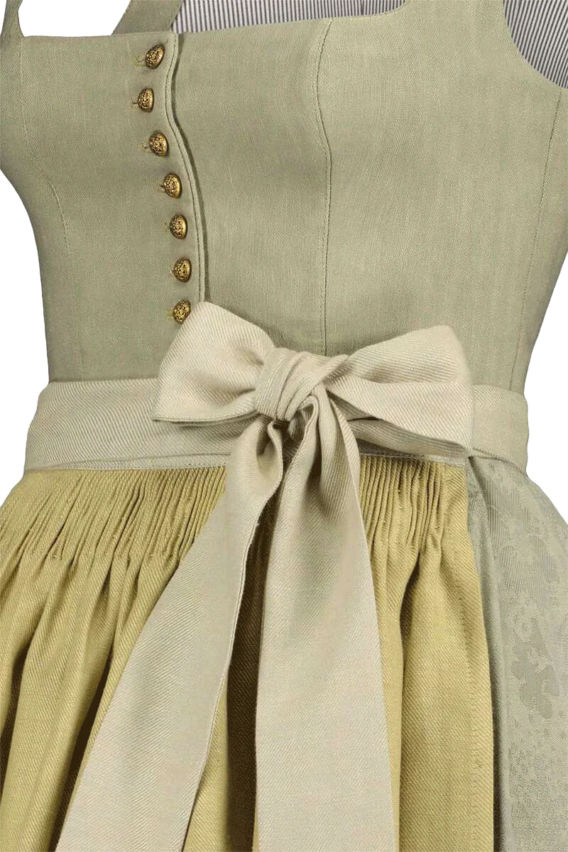 Stretchdirndl Leinen Goldfarbene Knöpfe