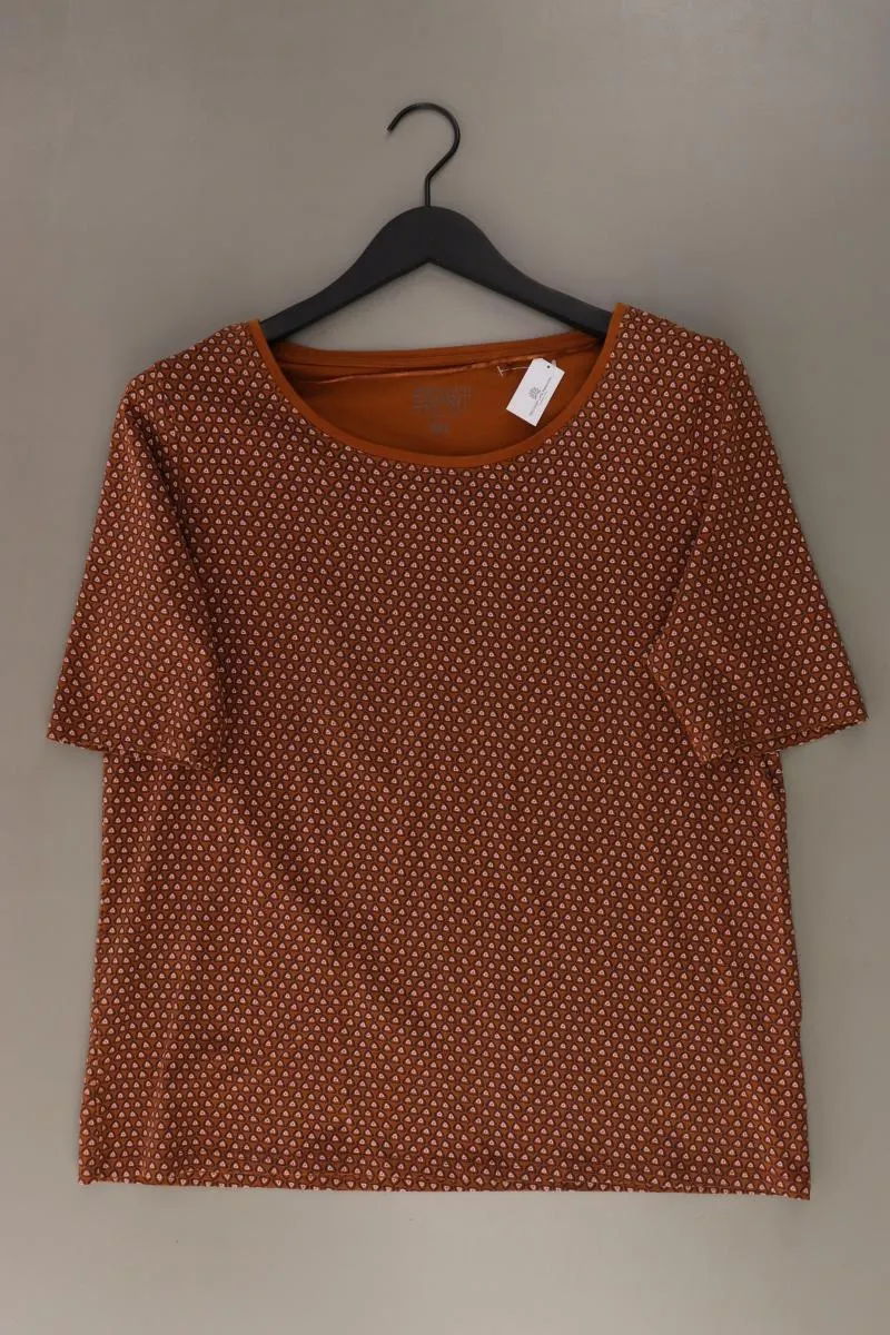 Esprit Printshirt Gr. XXL geometrisches Muster Kurzarm braun aus Baumwolle