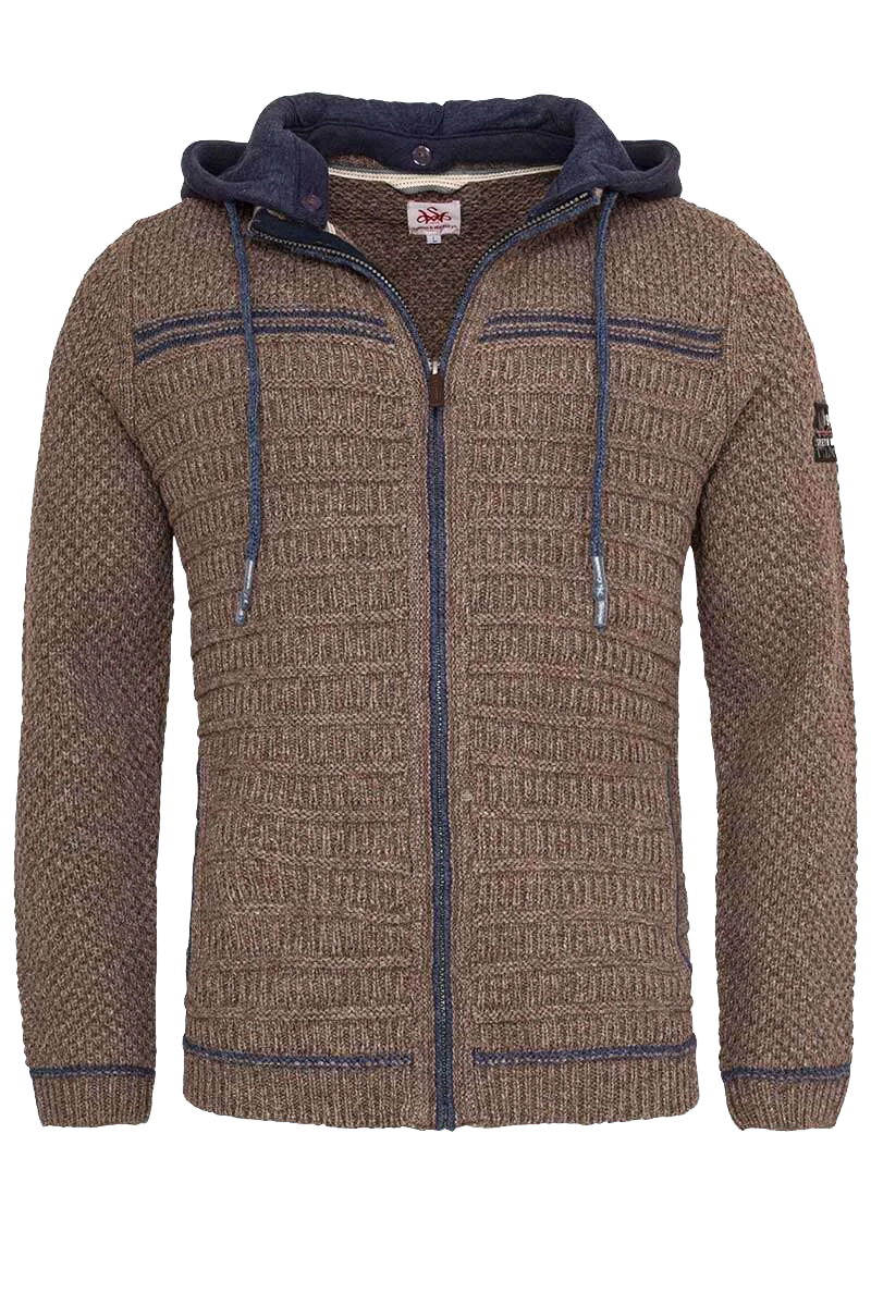 Sportive Herren Trachten Strickjacke mit Kapuze