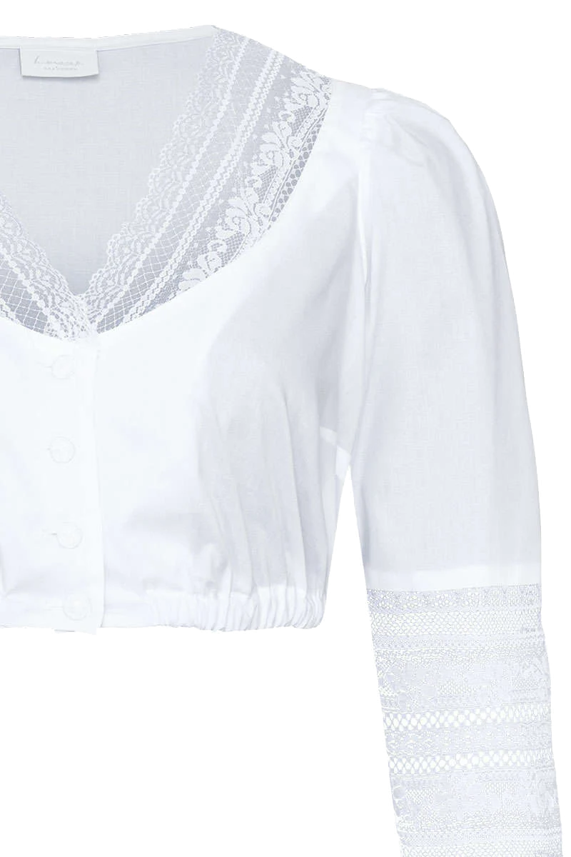 Dirndl-Bluse V-Ausschnitt mit Spitzenbesatz