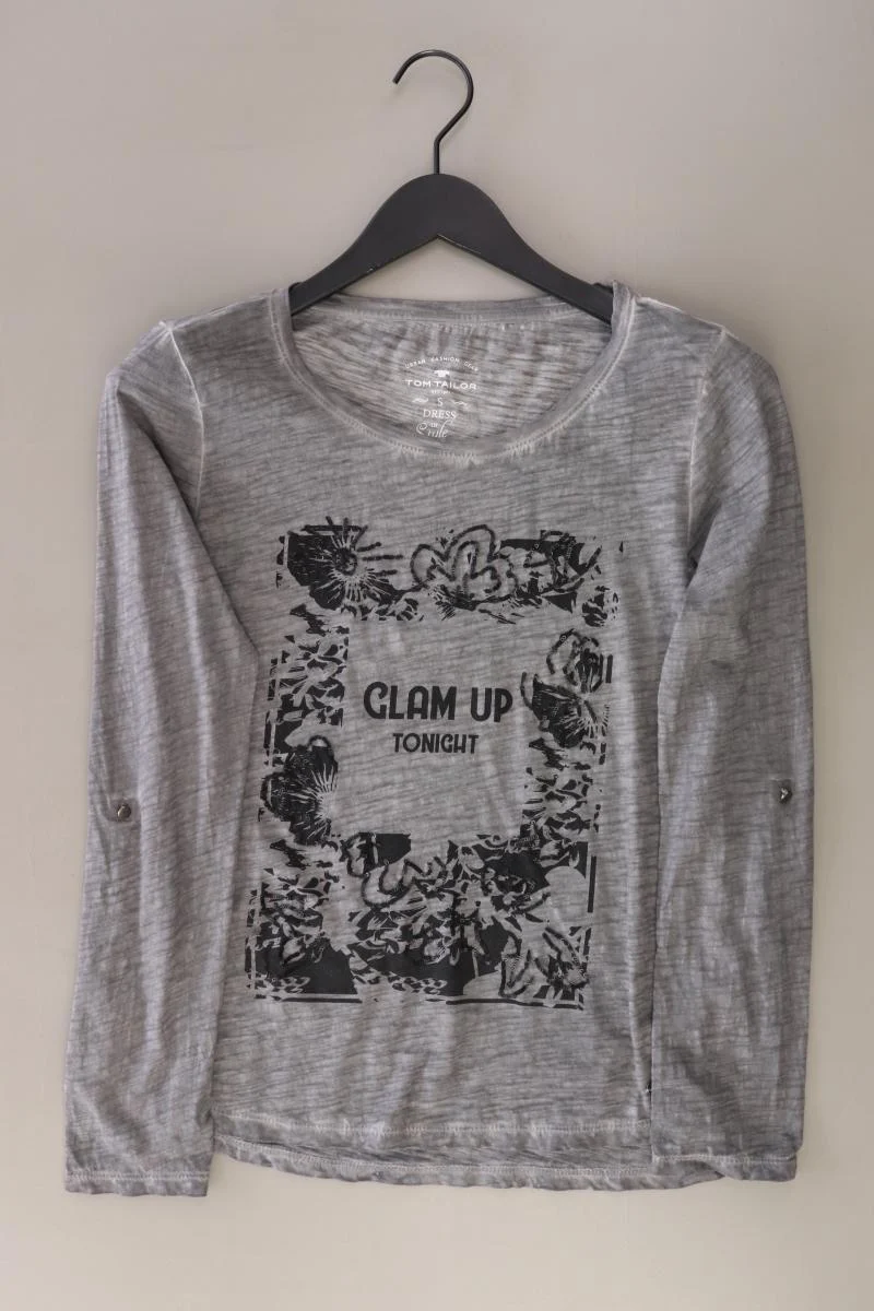 Tom Tailor Longsleeve-Shirt Gr. S neuwertig Langarm grau aus Baumwolle