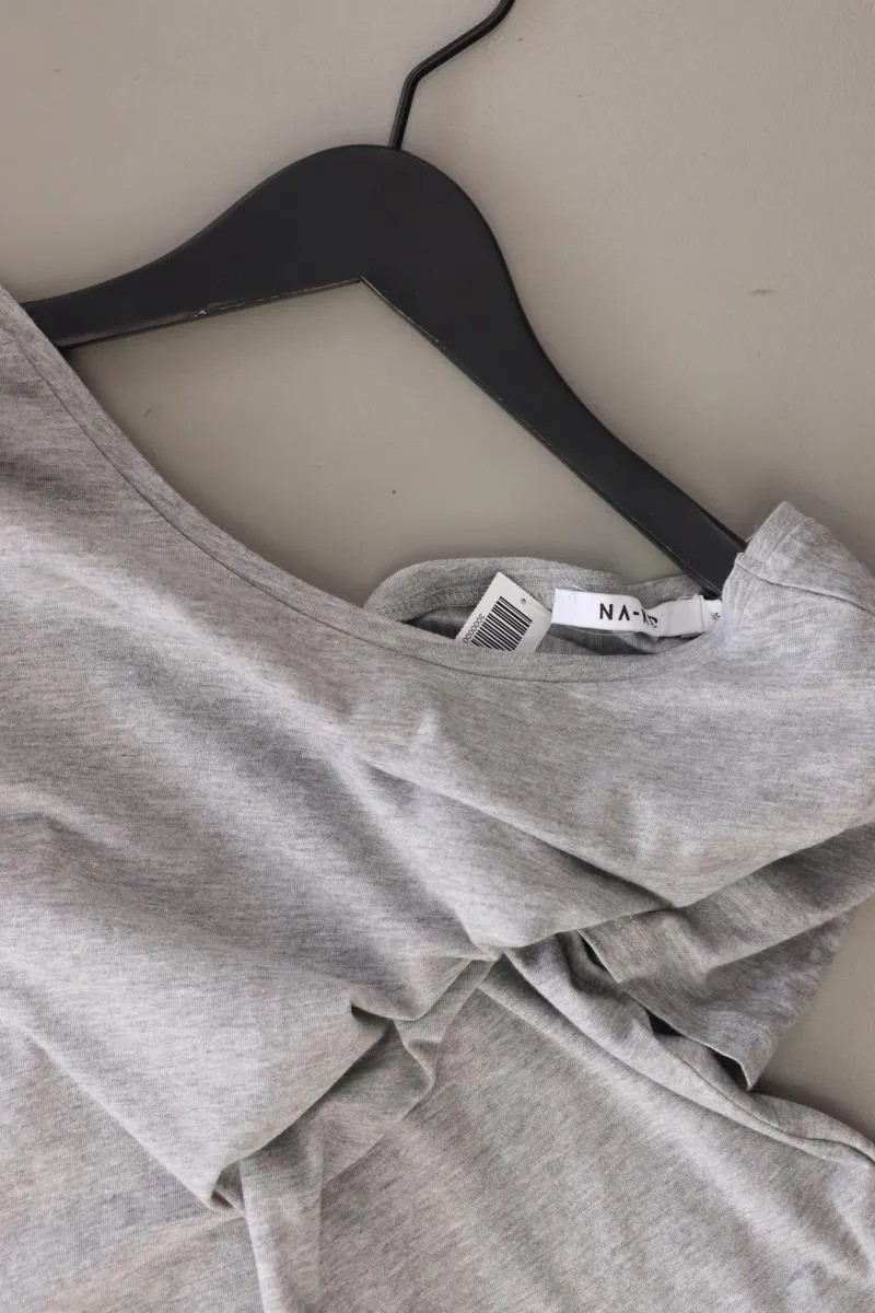 NA-KD Shirt mit großem Rückenausschnitt Gr. XS Kurzarm grau aus Baumwolle
