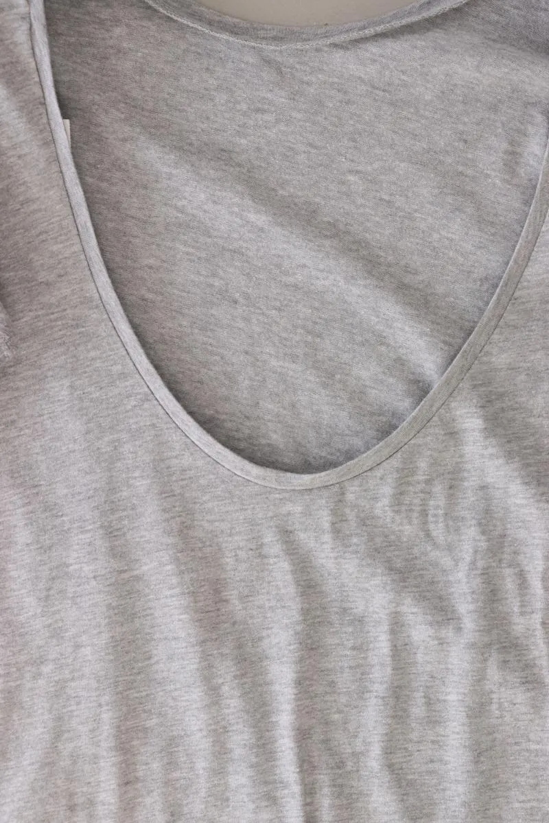 NA-KD Shirt mit großem Rückenausschnitt Gr. XS Kurzarm grau aus Baumwolle