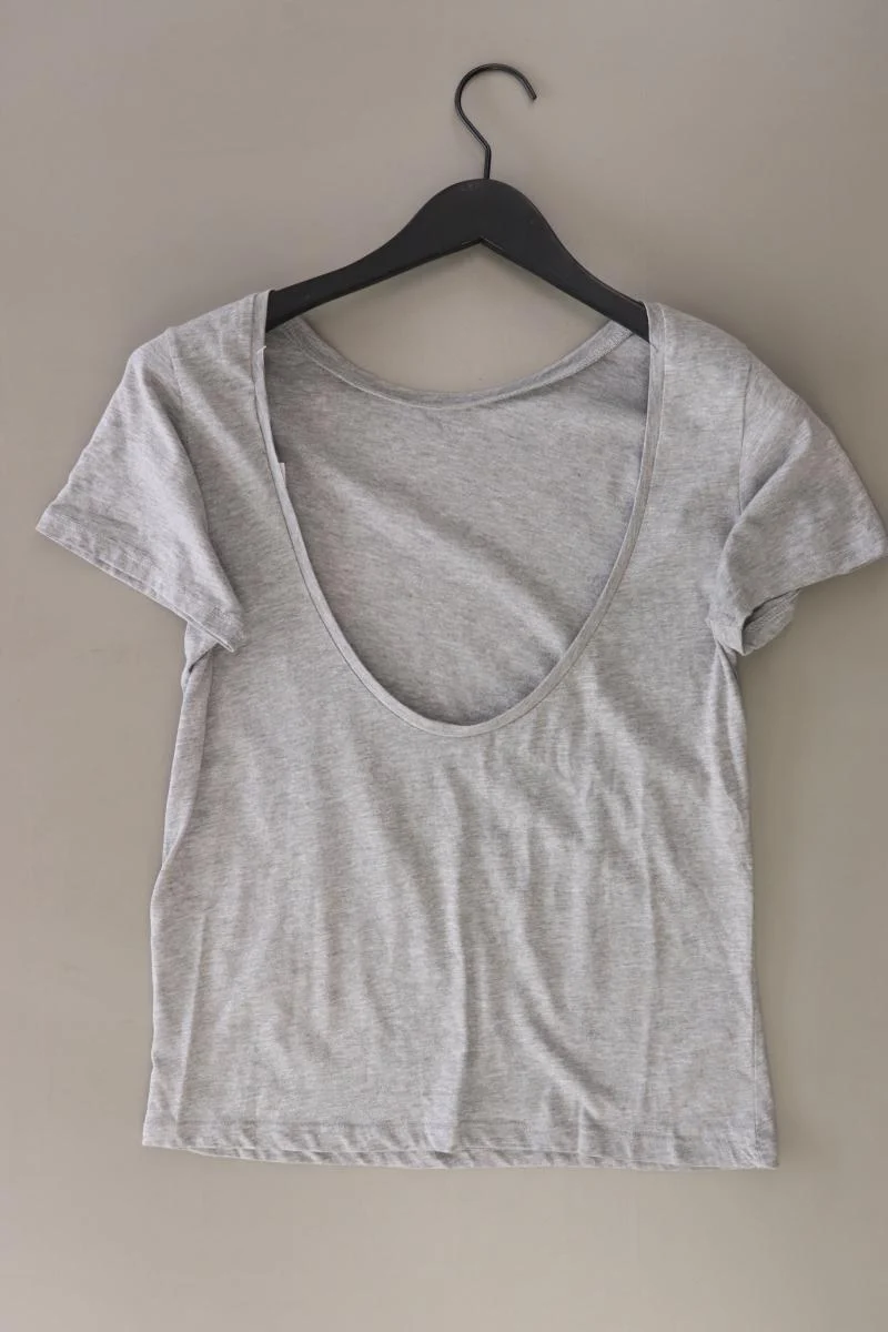 NA-KD Shirt mit großem Rückenausschnitt Gr. XS Kurzarm grau aus Baumwolle