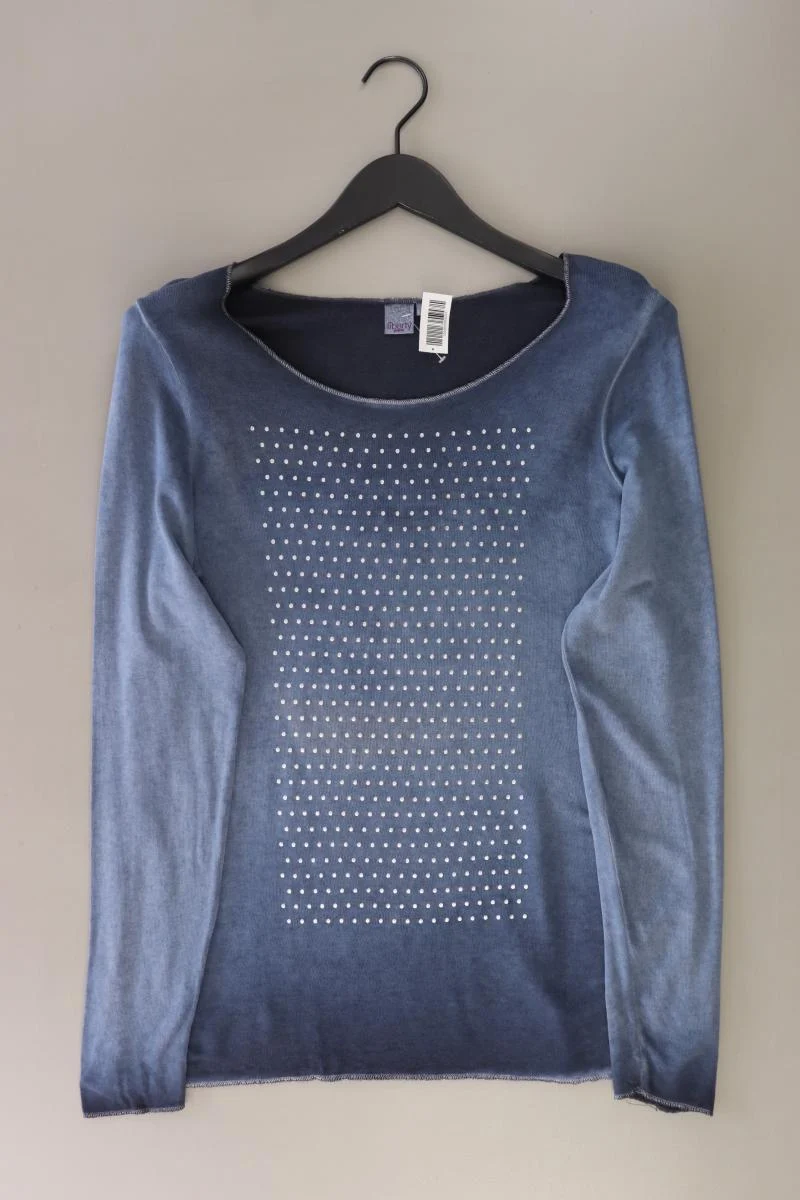 Liberty Longsleeve-Shirt Gr. M Langarm mit Pailletten blau aus Viskose